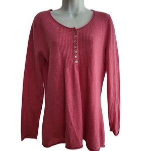 Sundance Henley Sweater Women PM angora lambswool Pink Soft Cashmere‎ Casual